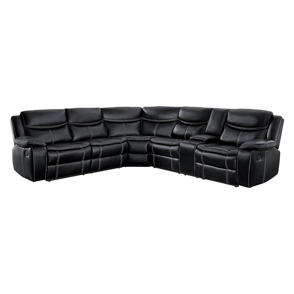 Austin 118 in. Straight Arm 3piece Faux Leather Reclining Sectional