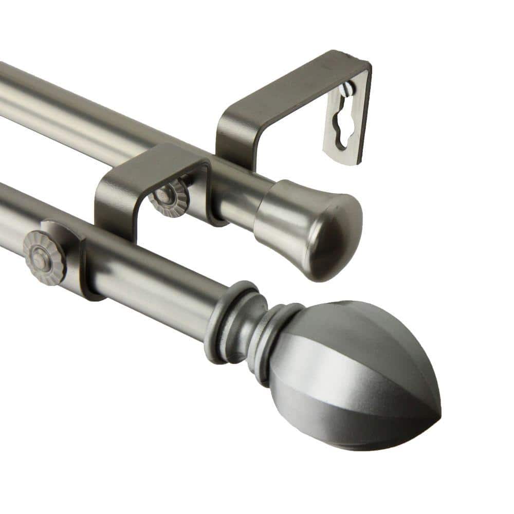 28 in. - 48 in. Telescoping Double Curtain Rod Kit in Satin Nickel with Garnet Finial price history on PriceWatchPro