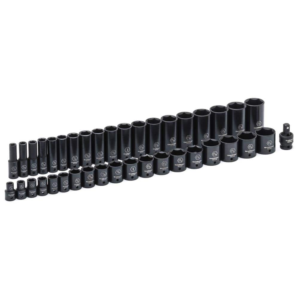 GEARWRENCH 1/2 in. Drive 6-Point SAE Standard  Deep Impact Socket Set (39- Piece) 84947N The Home Depot