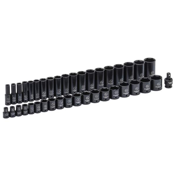 GEARWRENCH 1/2 in. Drive 6-Point SAE Standard & Deep Impact Socket Set (39-Piece)