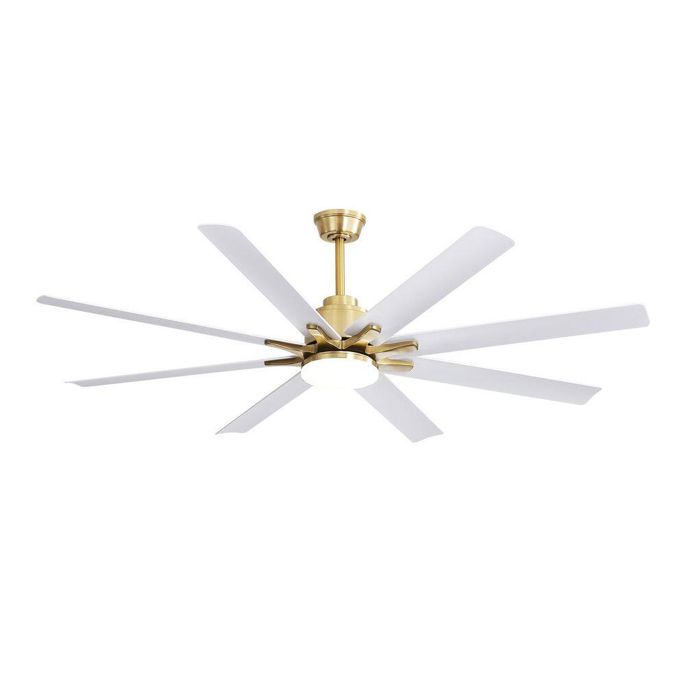 Solar 66 in. Gold White Downrod Standard Ceiling Fan with Integrated LED with Remote Included DC Motor Reversible price history on PriceWatchPro