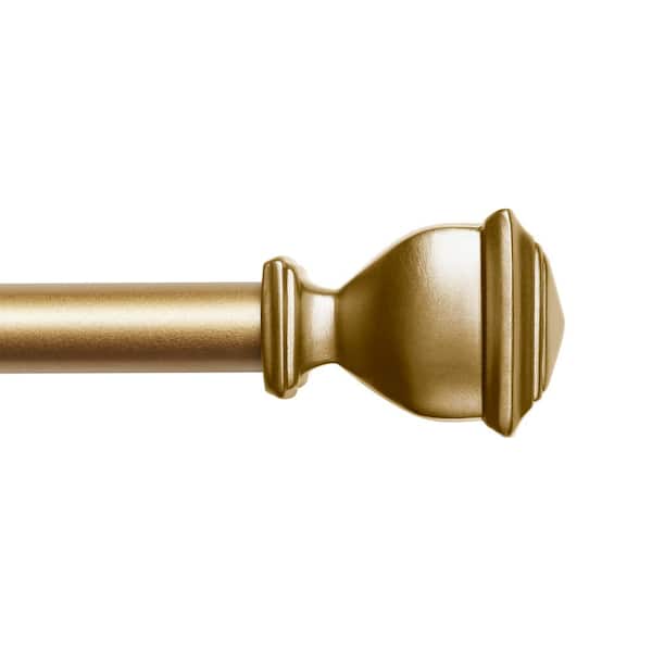 EXCLUSIVE HOME Napoleon 84 in. - 160 in. Adjustable 1 in. Double Outdoor Curtain Rod Kit in Gold with Finial