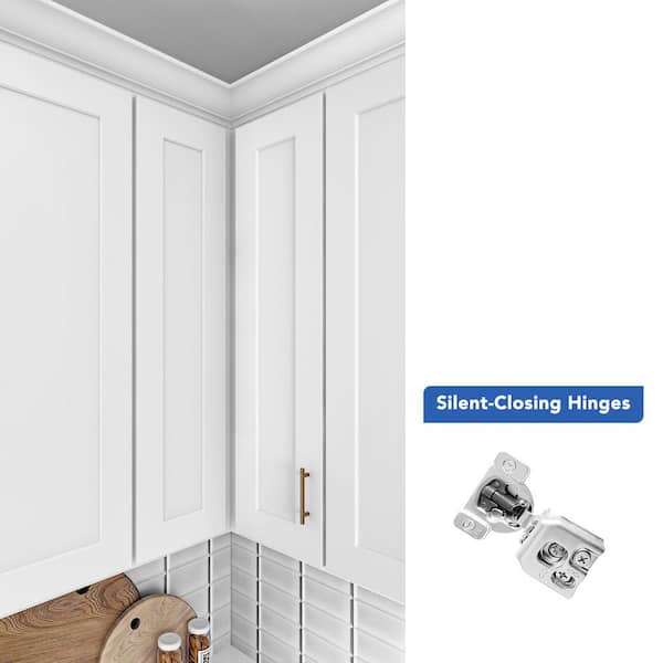 24 in. W x 12 in. D x 42 in. H Ready to Assemble Solid Wood Shaker Wall Corner Kitchen Cabinet in White