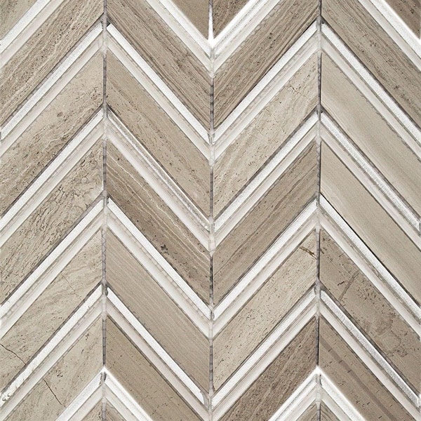 Ivy Hill Tile Royal Herringbone Sand 3 in. x 6 in Polished Marble Floor and Wall Tile Sample