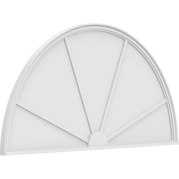 Ekena Millwork 2 in. x 72 in. x 36 in. Half Round 4-Spoke Architectural Grade PVC Pediment Moulding