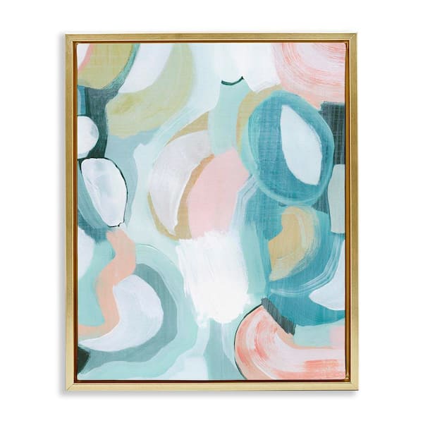 Stupell Industries Pastel Round Forms by Grace Popp Gold Floater Frame Abstract Graphic Art Print 21 in. x 17 in.