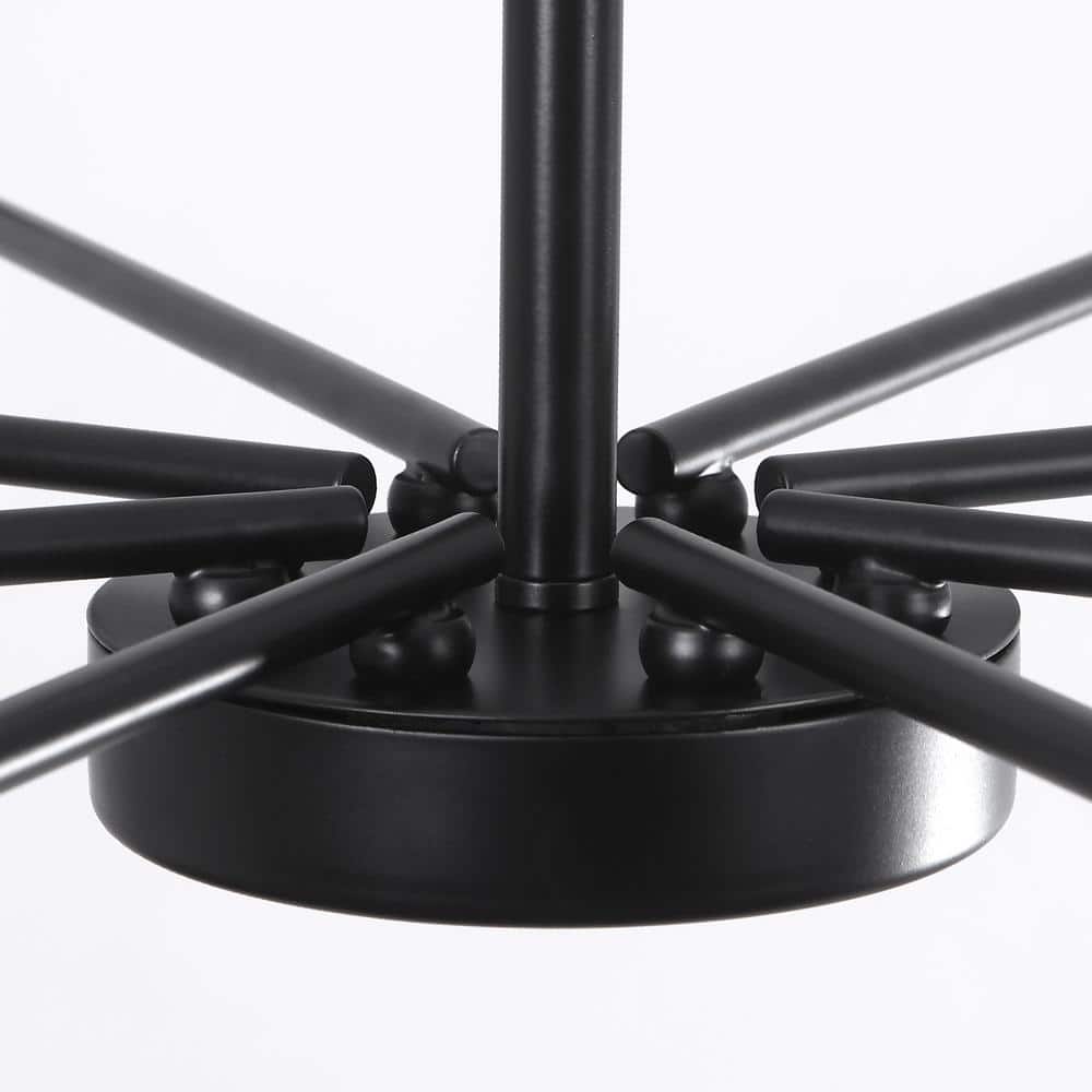 Black Metal 8-Light Candle Linear Chandelier