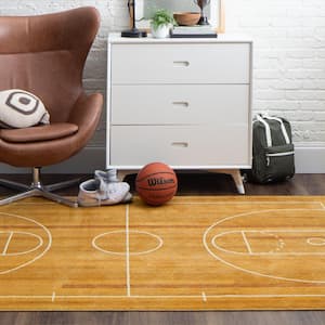 Basketball Court Tan 10 ft. x 14 ft. Contemporary Area Rug