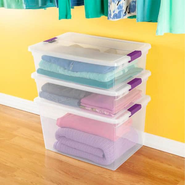 Sterilite 30 Qt Ultra Latch Box, Stackable Storage Bin with Latching Lid,  Organize Crafts, Clear with White Lid, 6-Pack - AliExpress
