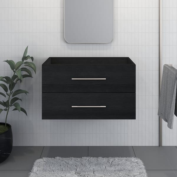 VOLPA USA AMERICAN CRAFTED VANITIES Napa 32 in. W. x 18 in. D x 21 in. H Single Sink Bath Vanity Cabinet without Top in Black Ash, Wall Mounted