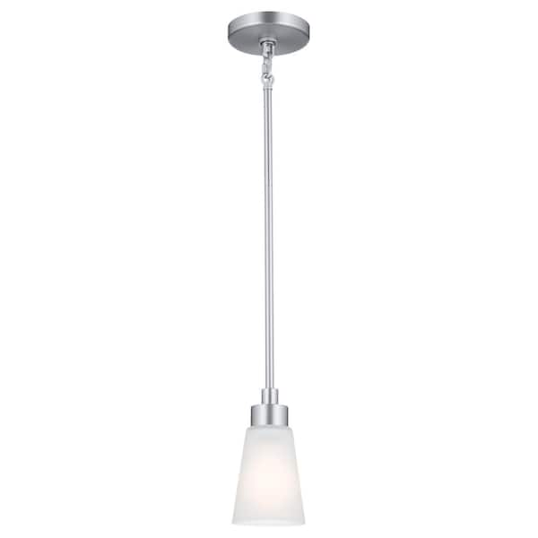 KICHLER Erma 7.5 in. 1-Light Brushed Nickel Shaded Traditional Kitchen Mini Pendant Light with Satin Etched Glass
