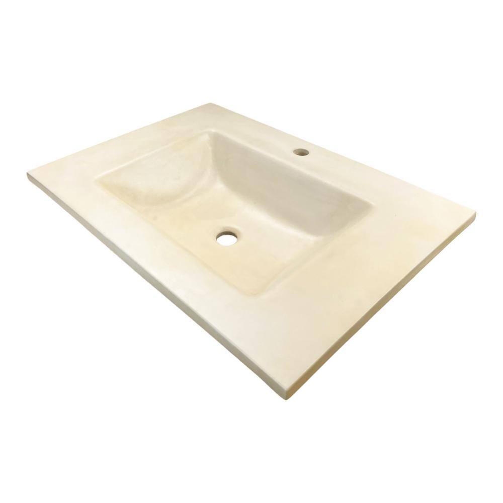 31" Cream Concrete Single Rectangular Sink Top