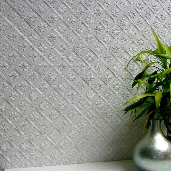 Amber Paintable Textured Vinyl White & Off-White Wallpaper Sample