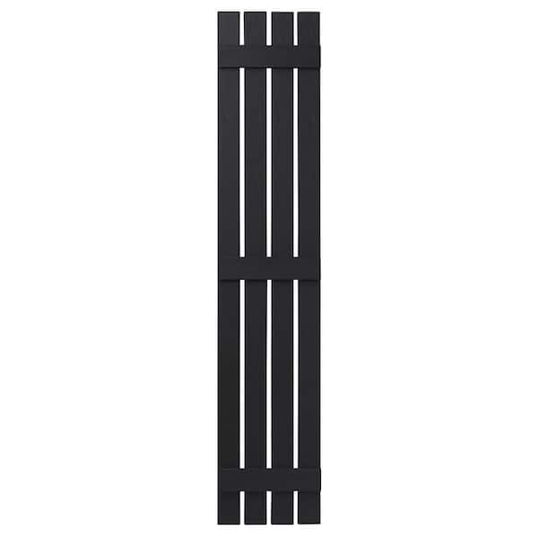 Ply Gem 16 in. x 71 in. Polypropylene 4 Board Open Board and Batten Shutters Pair in Black