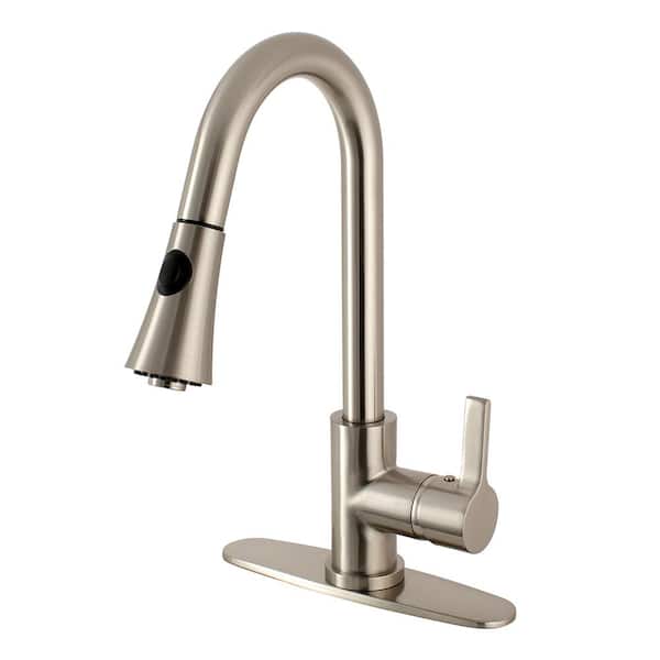 Kingston Brass Modern Single-Handle Pull-Down Sprayer Kitchen Faucet in Brushed Nickel