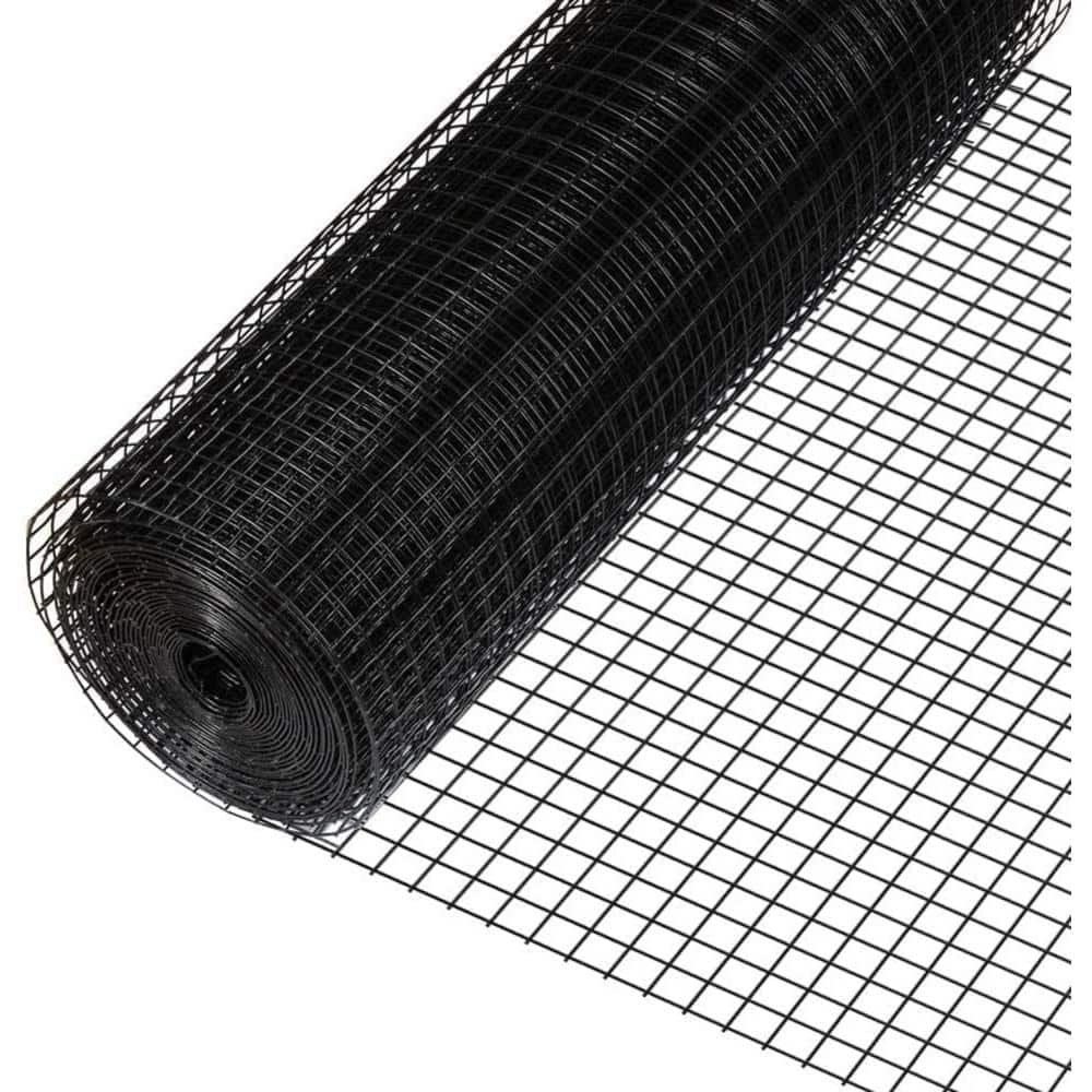 Fencer Wire 2 ft. x 50 ft. 16-Gauge Black PVC Coated Welded Wire Fence with 1 in. x 1 in. Mesh