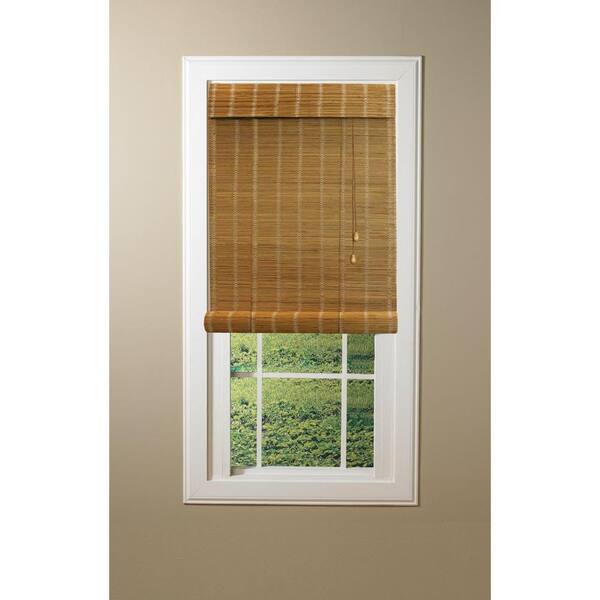 Hampton Bay Nutmeg Simple Weave Roll-Up Bamboo Shade - 27 in. W x 72 in. L  0258727 - The Home Depot