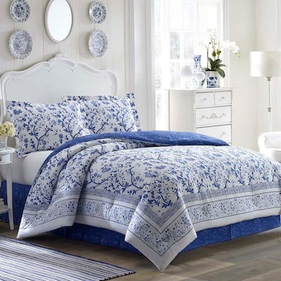 Charlotte China Blue Floral Cotton Comforter Set