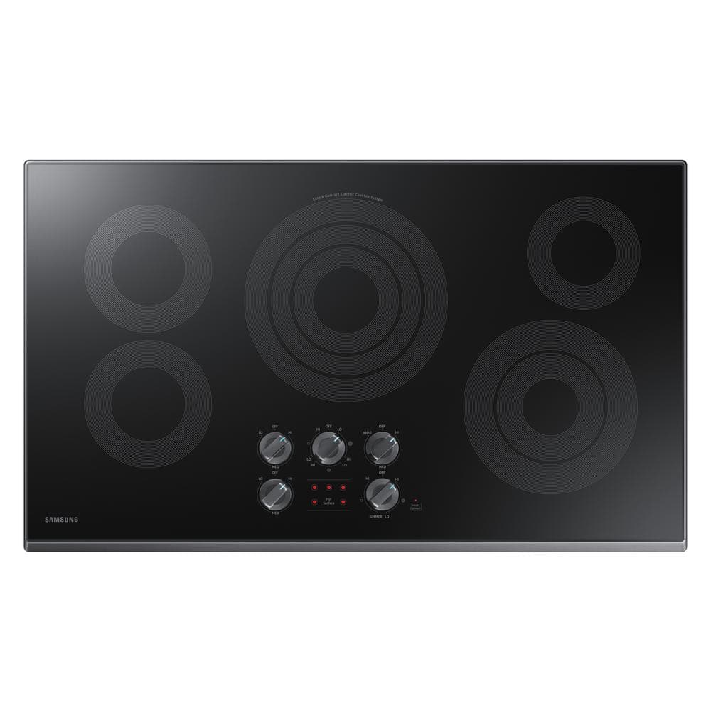 Samsung 36 in. Radiant Electric Cooktop in Fingerprint Resistant Black Stainless with 5 Elements and Wi-Fi, Fingerprint Resistant Black Stainless Steel