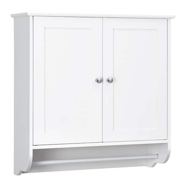 24 in. W x 8 in. D x 24 in. H Wall Mounted Bathroom Storage Wall Cabinet in White