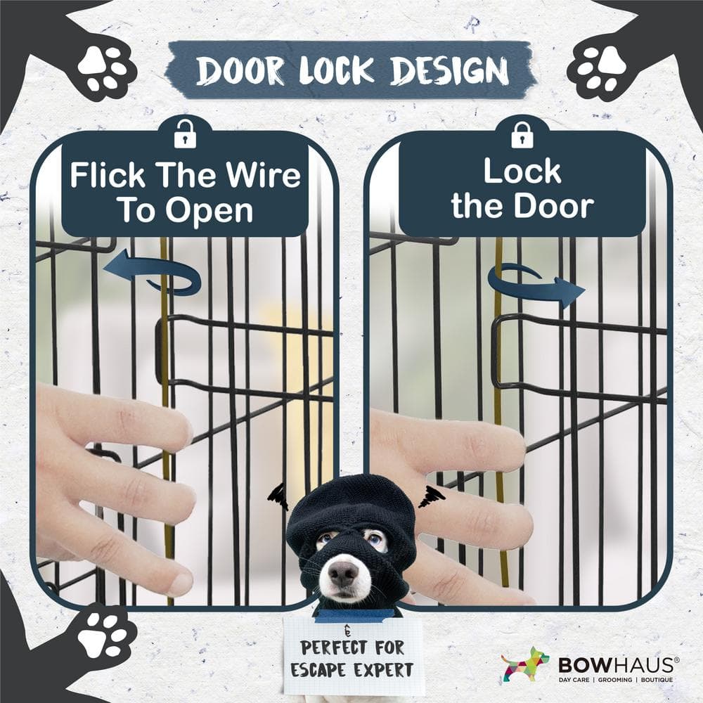 Medium Black Metal Foldable Dog Cage with Lock
