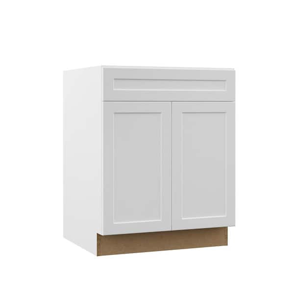 Hampton Bay Designer Series Melvern Assembled 27x34.5x23.75 in. Base Kitchen Cabinet in White