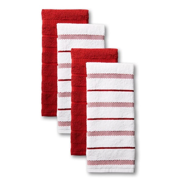 Albany Red Cotton Blend Kitchen Towel Set (Set of 4)
