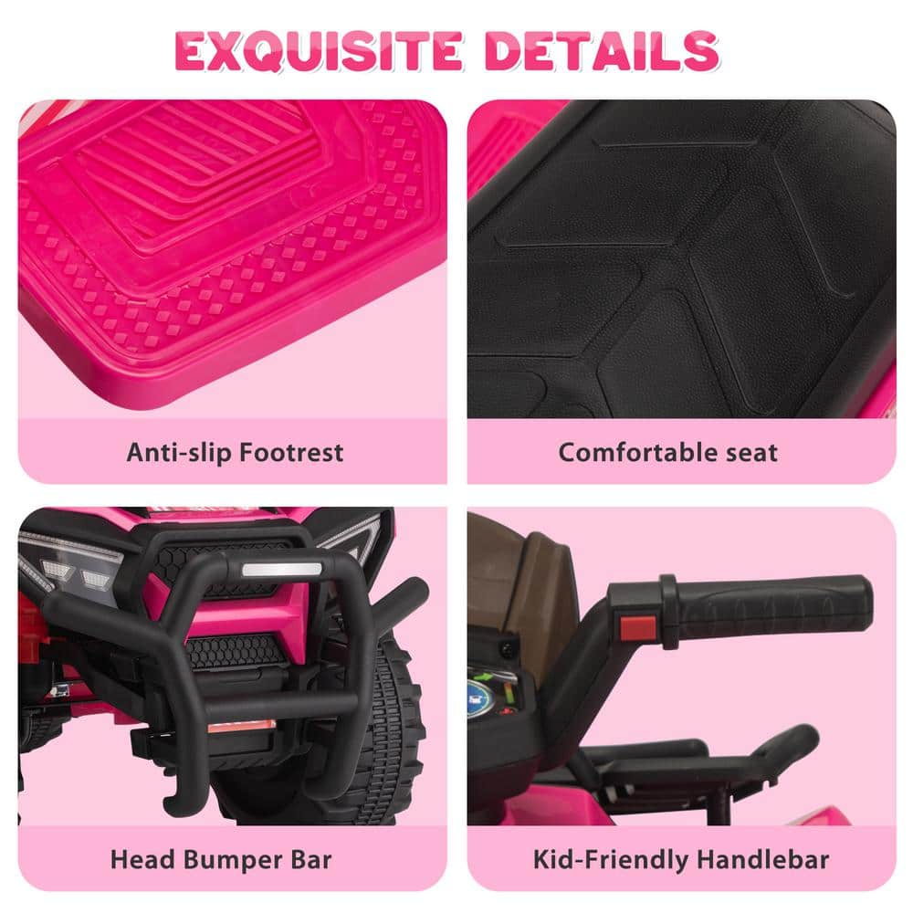6V Pink All-Terrain Kids Quad with Music and Horn
