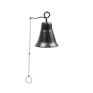 Old Time Farmhouse Style Wrought Iron Medium Bell, 8.75 in. Tall Graphite Powder Coat Finish