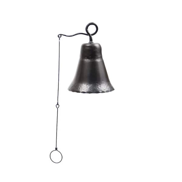 ACHLA DESIGNS Old Time Farmhouse Style Wrought Iron Medium Bell, 8.75 in. Tall Graphite Powder Coat Finish