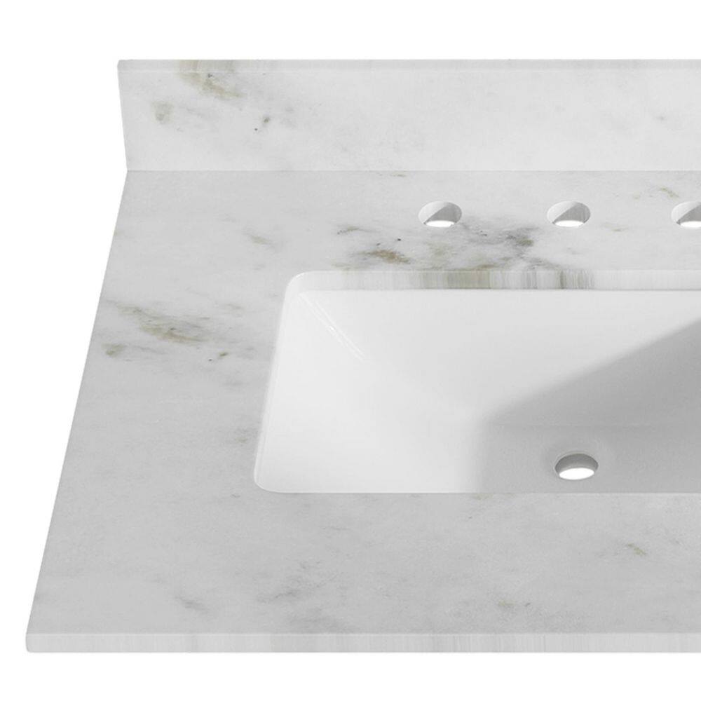 31'' White Marble Single Sink Bathroom Vanity Top with Backsplash