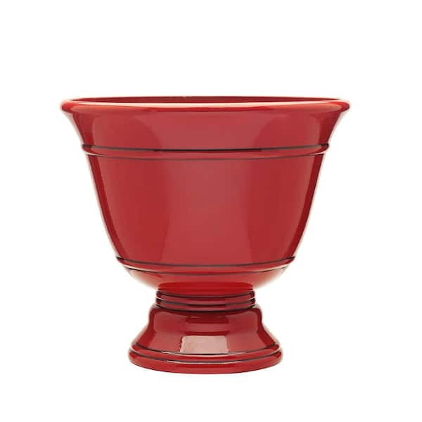 Southern Patio Virginia Large 15 in. W x 13.25 in. 10.84 qt. Chili-Red Resin Composite Urn Outdoor Planter