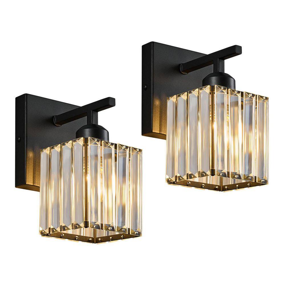 Home Lighting 4.52 in. 1-Light Black Modern Wall Sconce Wall Mounted Vanity Light Fixtures For Bathroom, 2Pack price history on PriceWatchPro