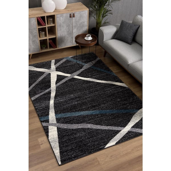 Nova Grey 3 ft. 9 in. x 5 ft. 6 in. Modern Abstract Area Rug