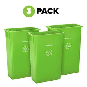 23 Gal. Lime Green Plastic Slim Recycling Bin (3-Pack)