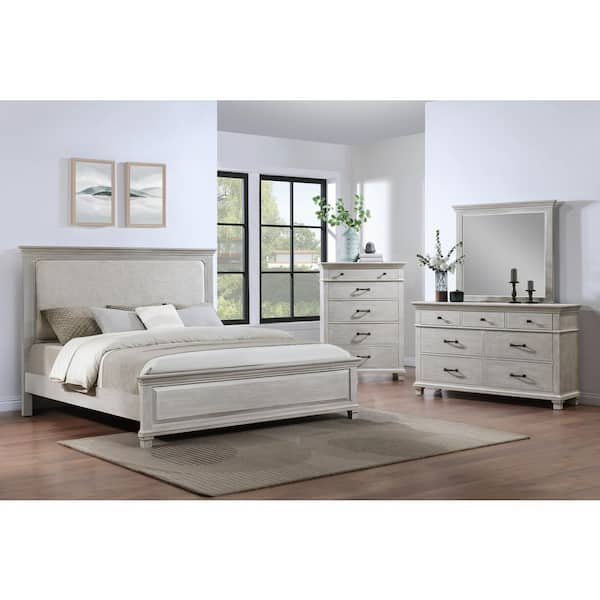 New Classic Furniture Silver Sands 4-Piece Gray Wood Queen Bedroom Set with Chest