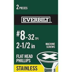 #8-32 x 2-1/2 in. Stainless Steel Phillips Flat Head Machine Screw (2-Pack)