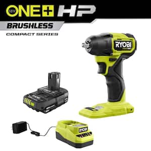 ONE+ HP 18V Brushless Cordless Compact 3/8 in. Impact Wrench with 2.0 Ah Battery and Charger
