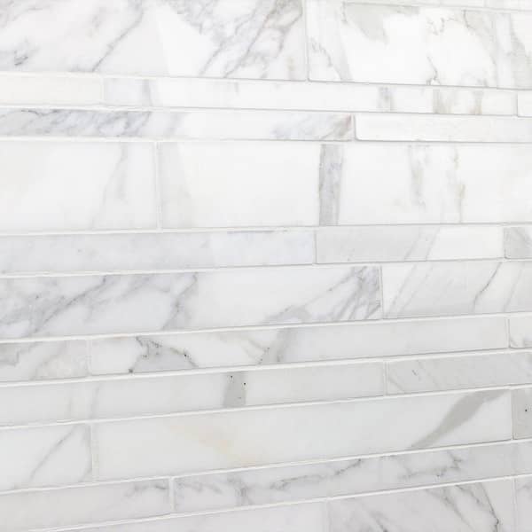 Seres Calacatta White 12 in. x 18 in. x 9.5 mm Marble Mosaic
