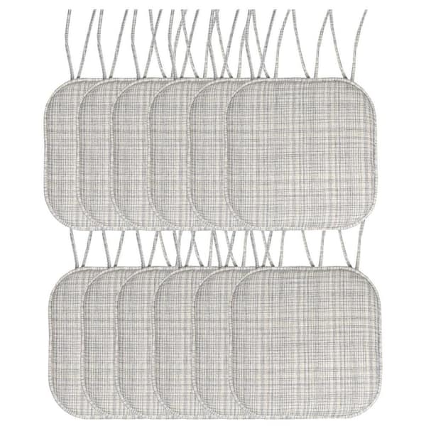 Sweet Home Collection Aria Memory Foam Square Non-Slip Indoor/Outdoor Chair Seat Cushion with Ties, Silver/Cream (12-Pack)