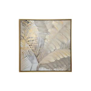 1- Panel Leaf Palm Framed Wall Art with Gold Frame 40 in. x 40 in.