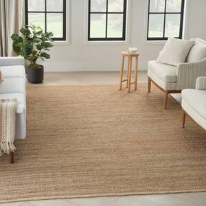 Natural Jute Natural 9 ft. x 12 ft. All-Over Design Contemporary Area Rug