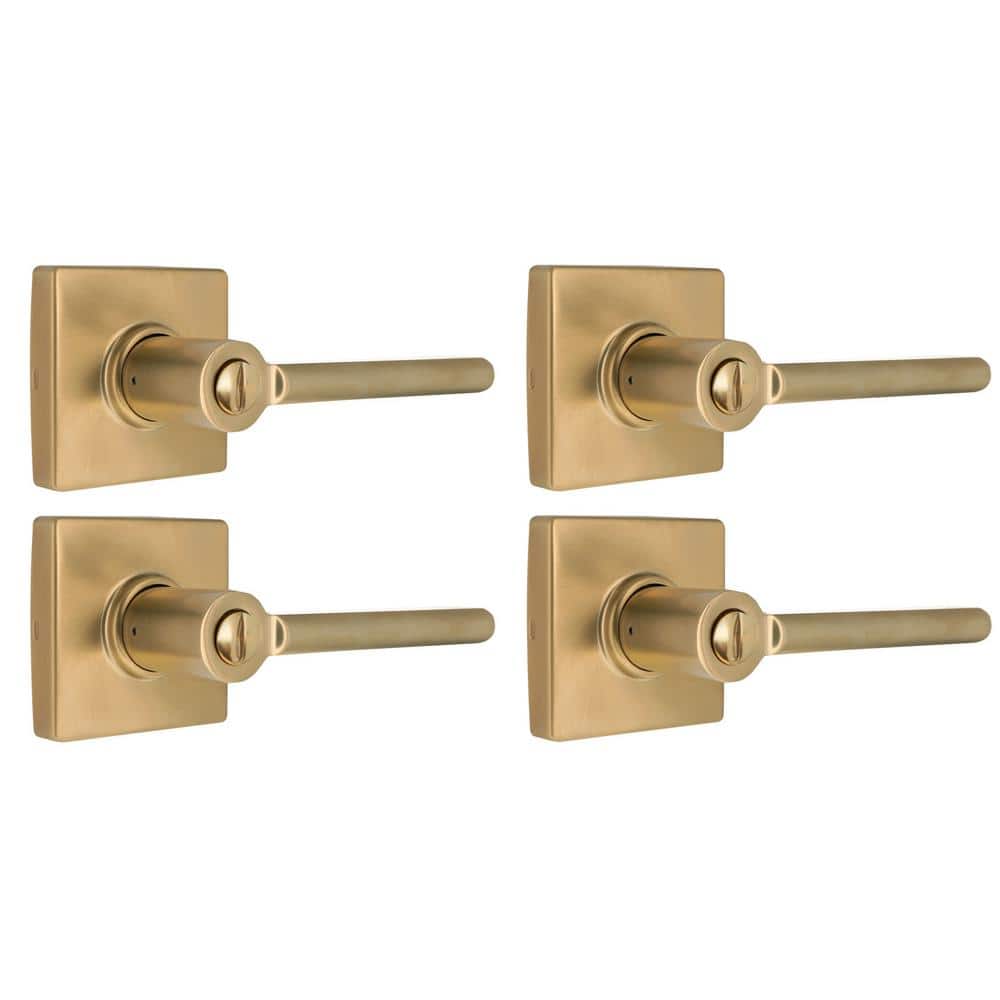Tonebridge Brushed Gold Bed/Bath Door Lever with Square Rose (4-Pack)