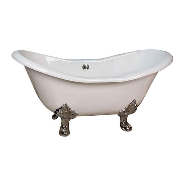 5.9 ft. Cast Iron Lion Paw Feet Double Slipper Tub in White