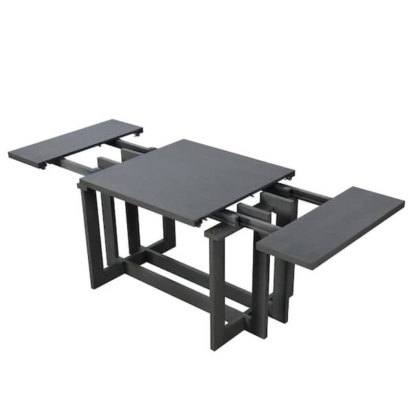 Harper & Bright Designs Rustic 7-Piece Gray Extendable Rectangle