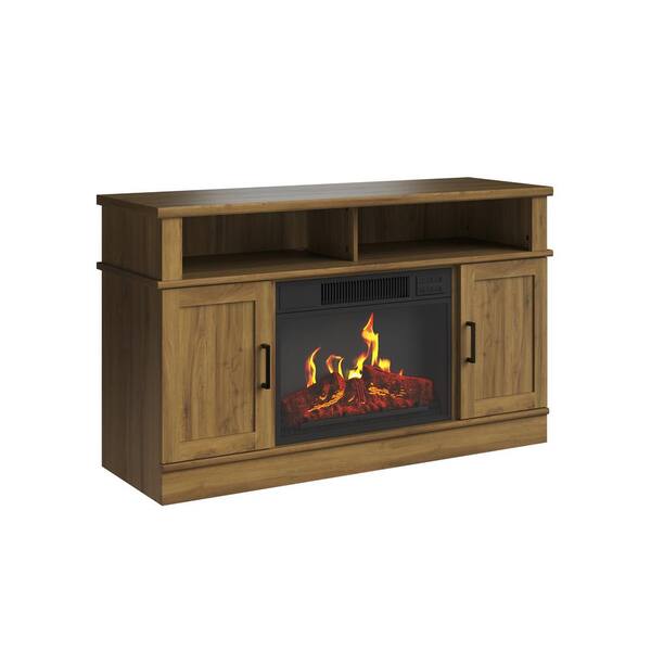 Northwest TV Stand with Electric Fireplace, Brown