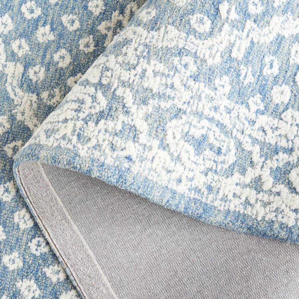 Ivory and Navy Tufted Handmade Wool Area Rug, 6' x 9'