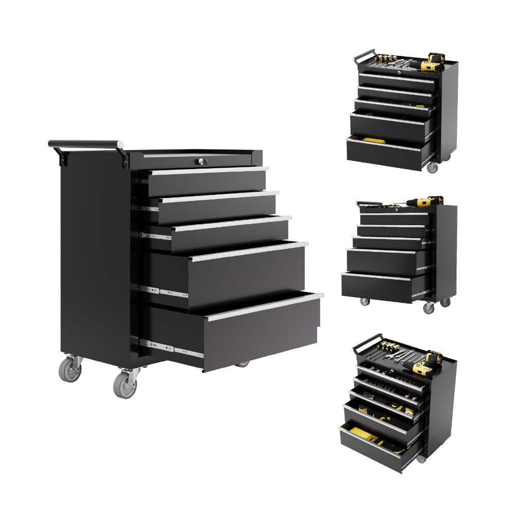 "5-Drawer Rolling Tool Chest with Drawers & Lock, 24"" Compartment Tool Box Cart with Lockable Wheels & Drawer Liners" price history on PriceWatchPro