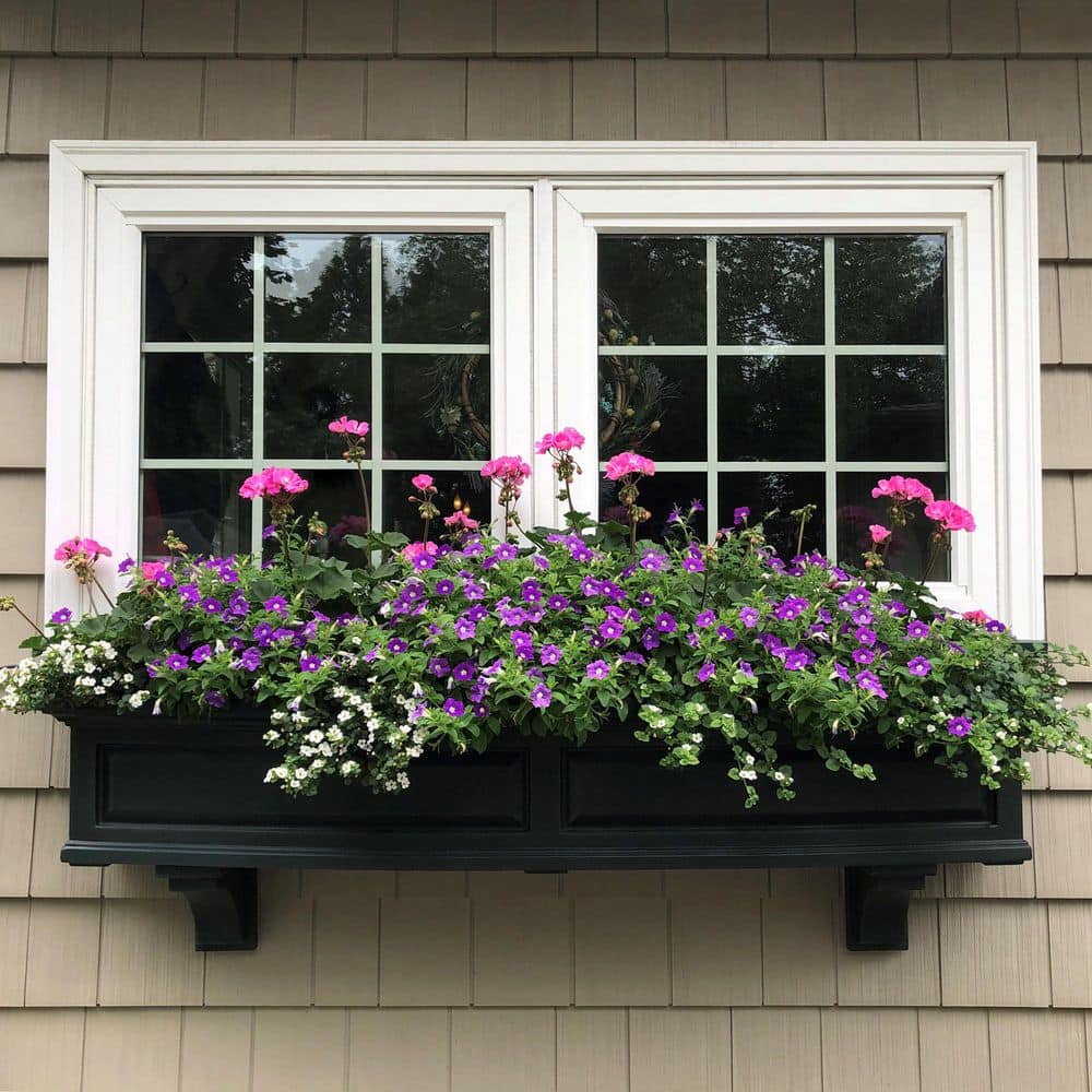 Nantucket Black Polyethylene Self-Watering Window Box Planter