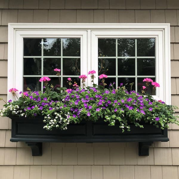 Nantucket 48 in. x 11.5 in. Self-Watering Black Polyethylene Window Box
